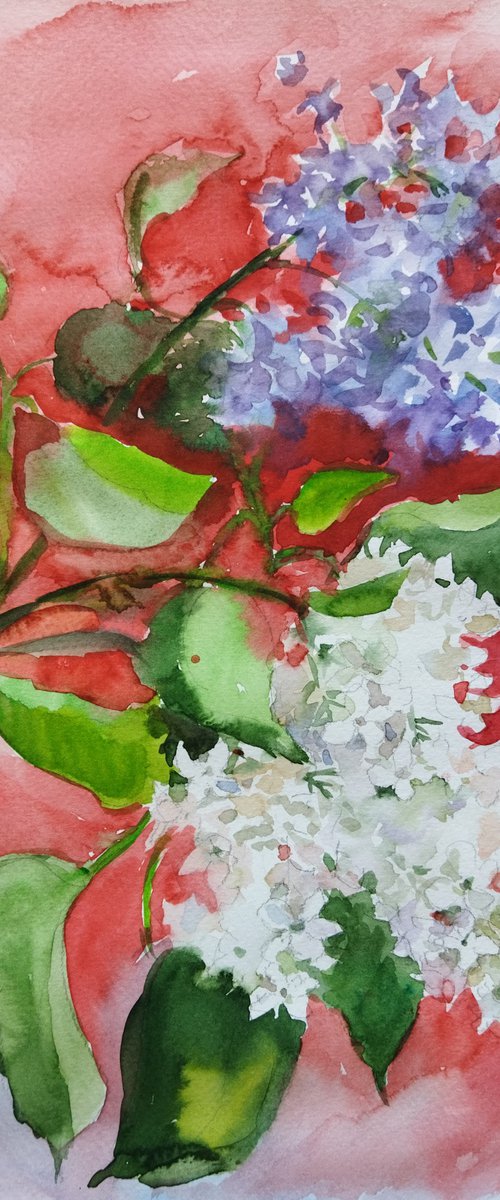 Lilac dream. Watercolor lilacs branches. by Ann Krasikova