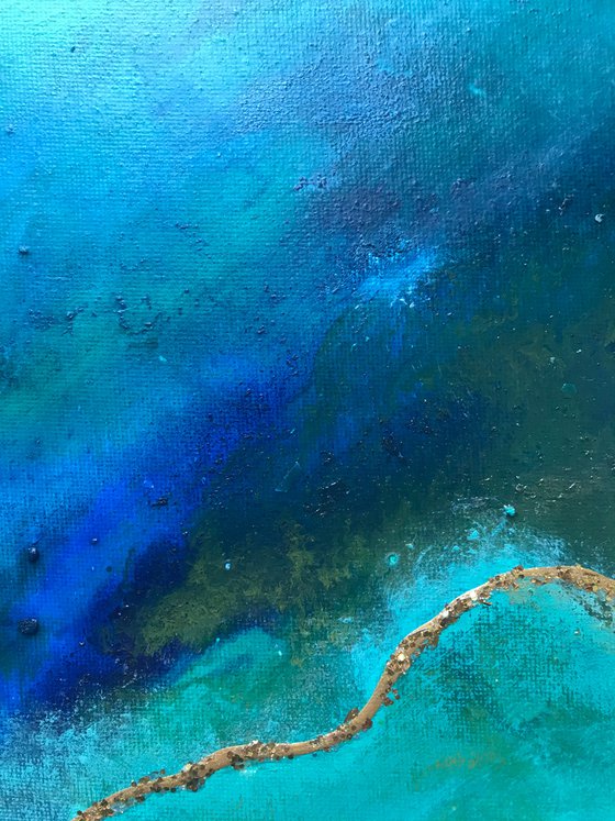 Turquoise blue ocean abstract painting