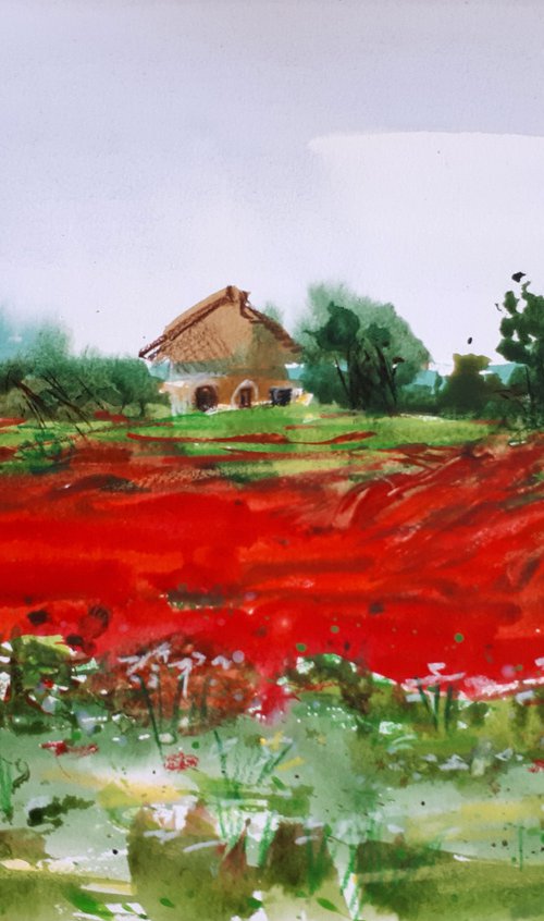 Poppies field IV /  ORIGINAL PAINTING by Salana Art Gallery