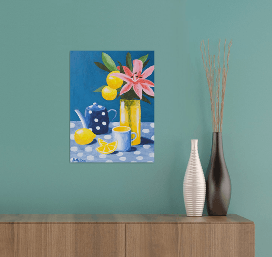 Still life with lily and lemon