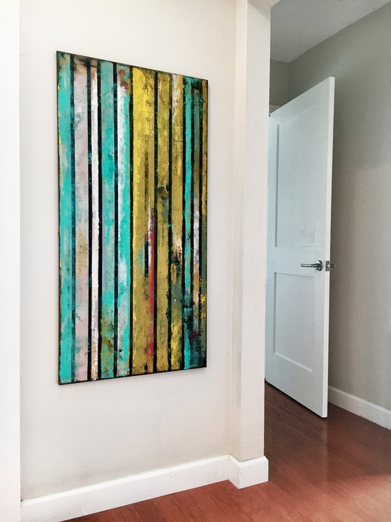 Stripe 9 48x24" Abstract Painting on Canvas