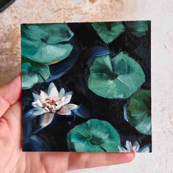 Water lily oil painting