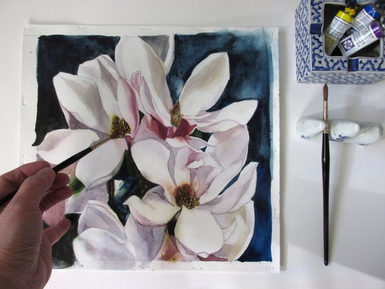 spring magnolia watercolor