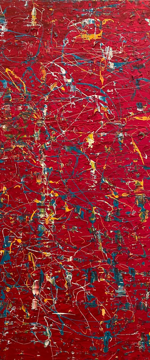 Red Pollock inspired abstract by Clare Hoath
