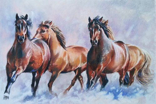 Running horses II by Magdalena Palega