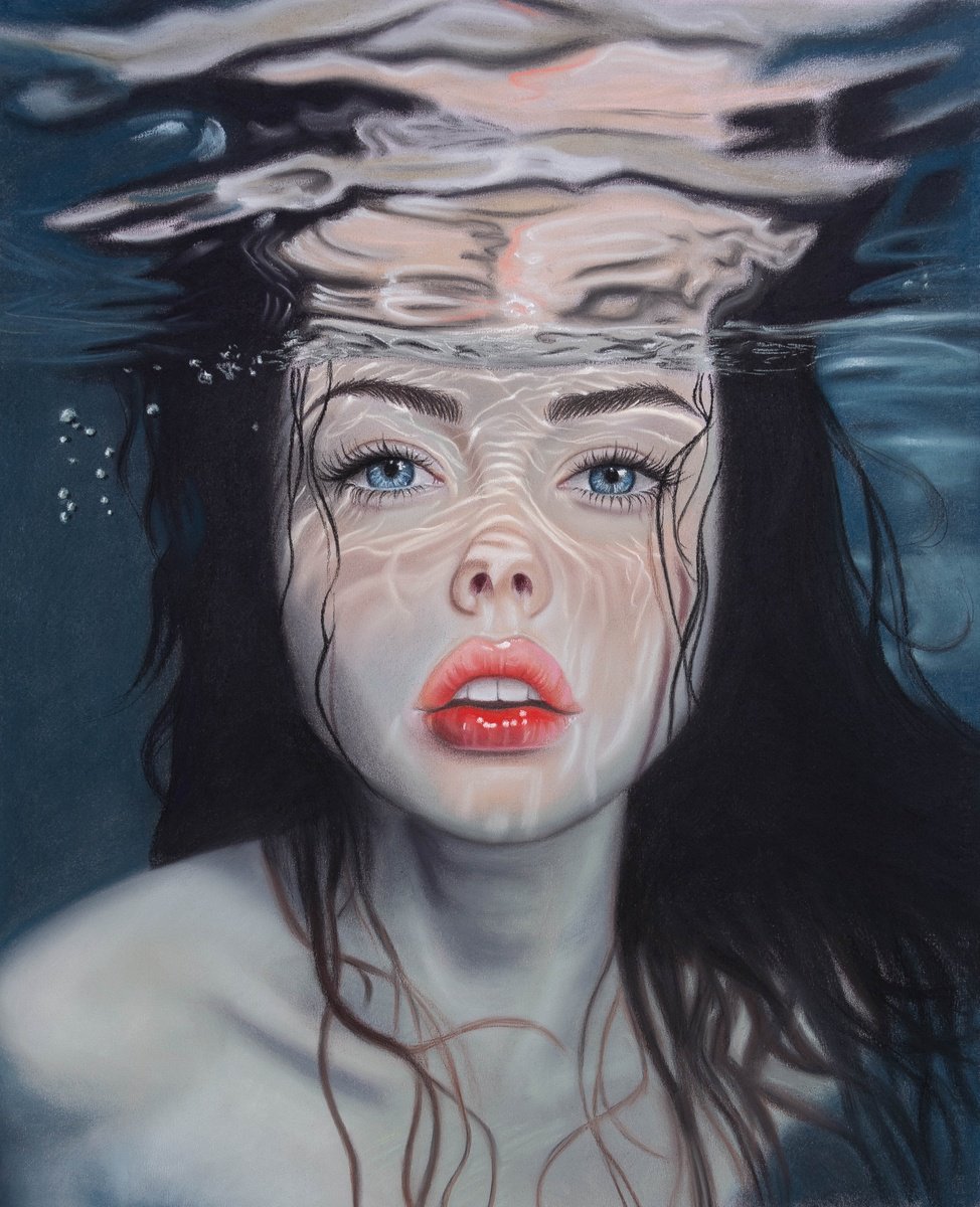 Photorealistic Portrait Pastel Drawing By Inna Medvedeva, 20 X 24, Pale Beauty, Original Artwork