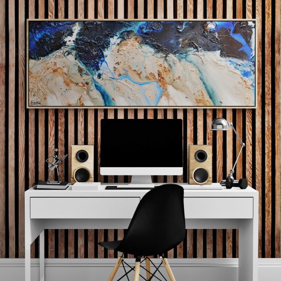 Midnight Hour 160cm x 60cm Textured Abstract Art