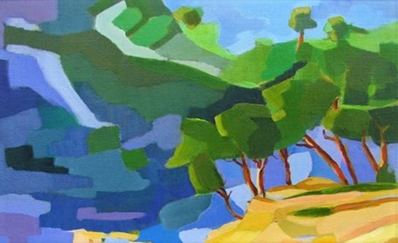 Bathers in Mediterranean cove