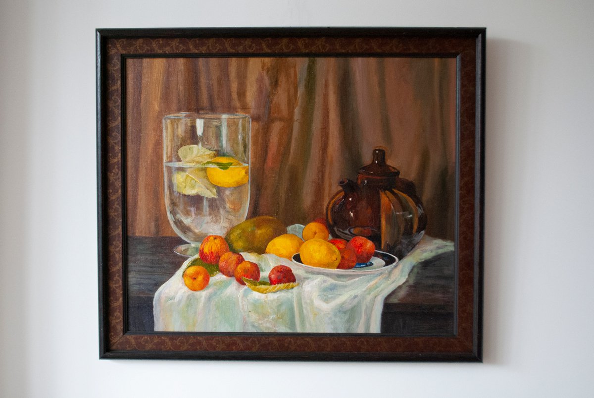 Photorealistic Still Life Oil Painting By Nikola Ivanovic, 27 X 23", Special Price! - Still Life, Original Artwork