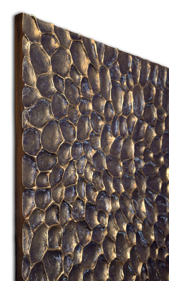Craters #05/10 | Bronze-Gold Wall Sculpture