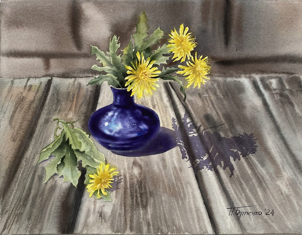 Illustrative Botanical Watercolour By Natalia Butenko, 15 X 11", Bouquet Of Dandelions, Original Artwork