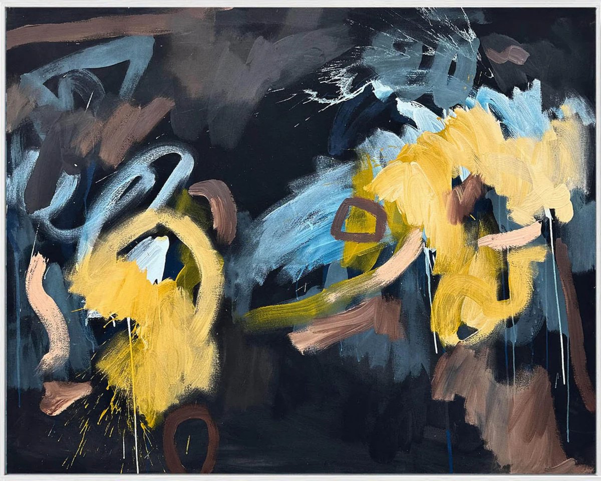 Abstract Acrylic Painting By Omar Obaid, 60 X 48", Midnight Conversations I, Original Artwork