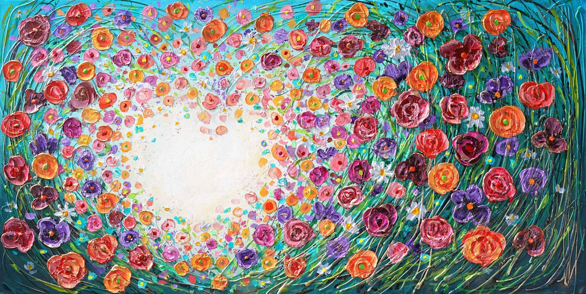 Impressionistic Botanical Acrylic Painting By Amanda Dagg, 48 X 24, Flower Lover, Original Artwork