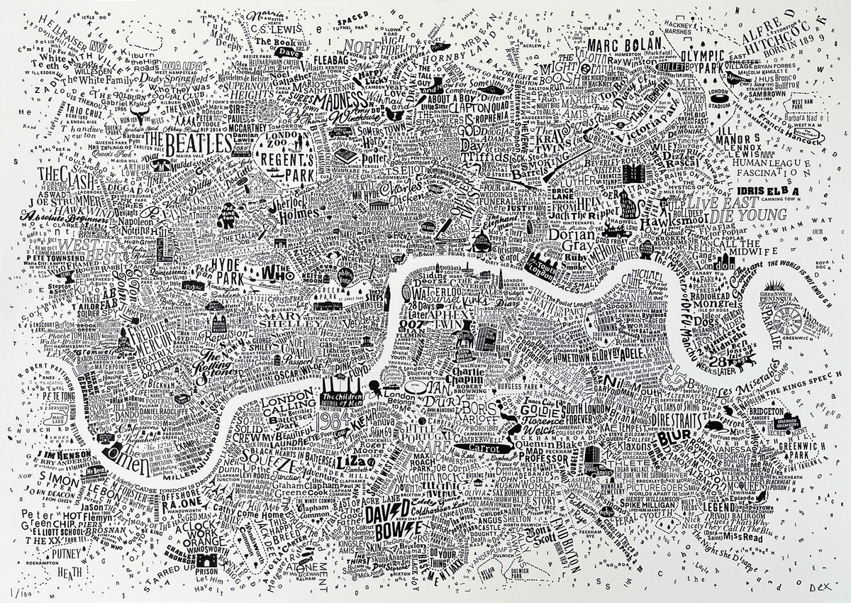 Transport Screenprint By Dex, 28 X 20, The Culture Map Of London, Original Artwork