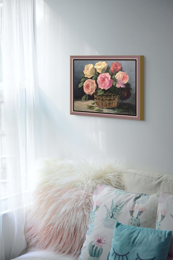 Basket of Tender Roses