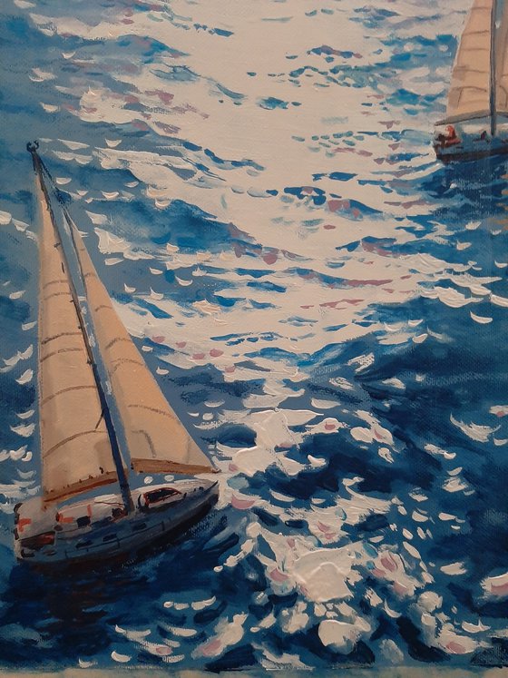 Seascape with Sailboats 34