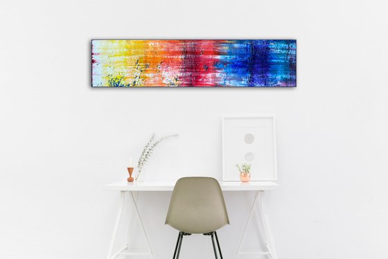 "Light Me Up" - Original PMS Oil Painting On Reclaimed Wood - 48 x 11 inches