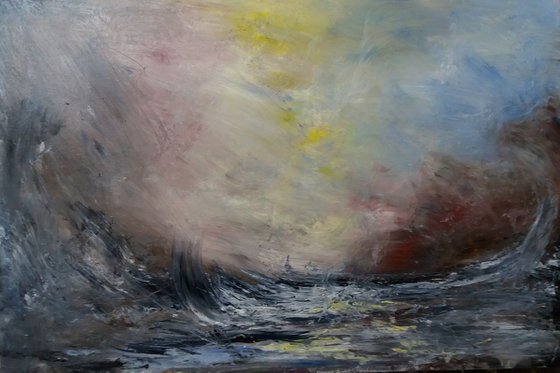 Hebridian Storm- An Atmospheric Scottish Seascape by Marjory Sime