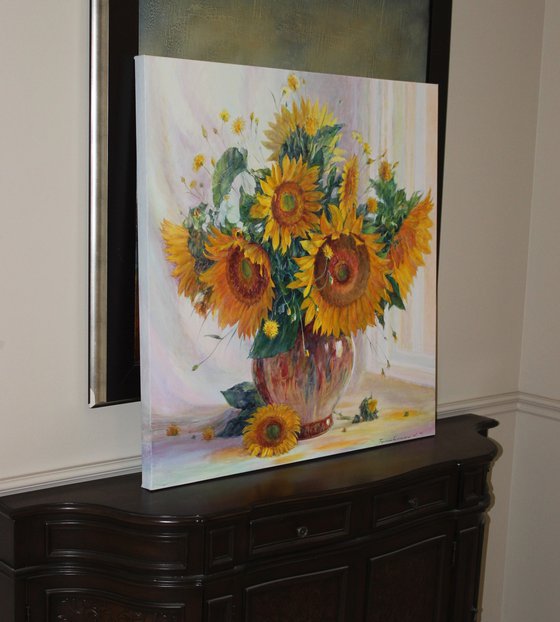 Sunflowers by the window