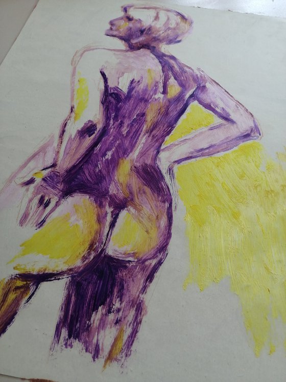 Nude-study female oil on paper