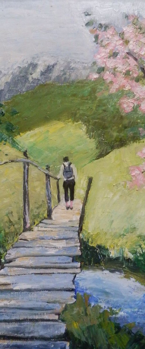 Footbridge to spring by Maria Karalyos
