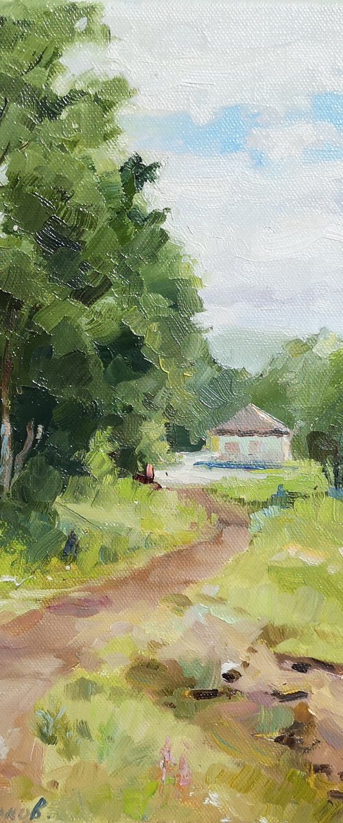 Summer vibes in Parrsboro, plein air (12x12x0.7'') by Alexander Koltakov