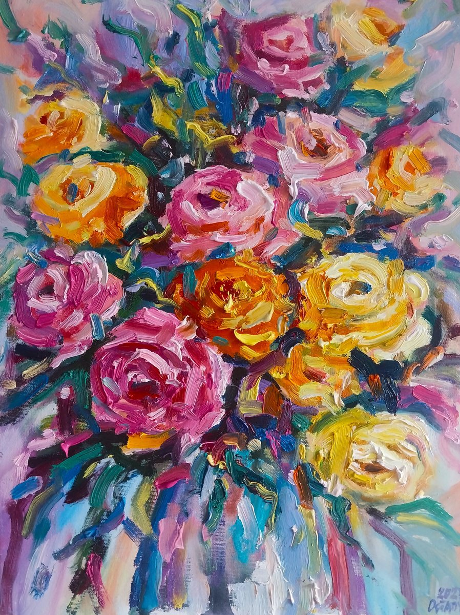 Abstract bouquet with roses by Andrej Ostapchuk