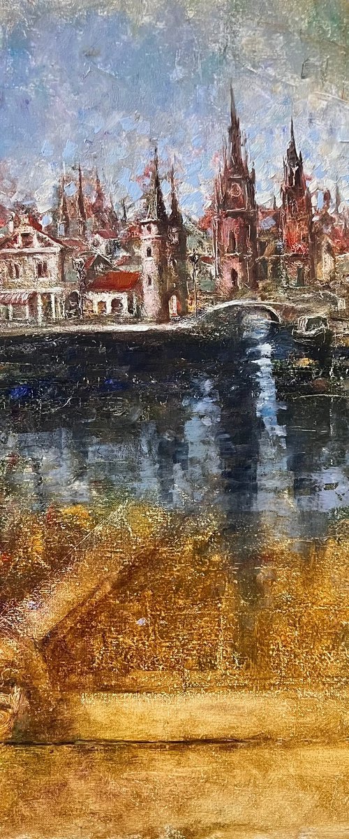 Dutch old town, Canal reflection by Yulia Odukalets