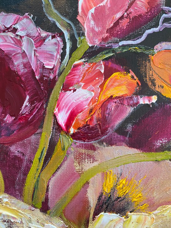 Floral romantic dream original painting on canvas