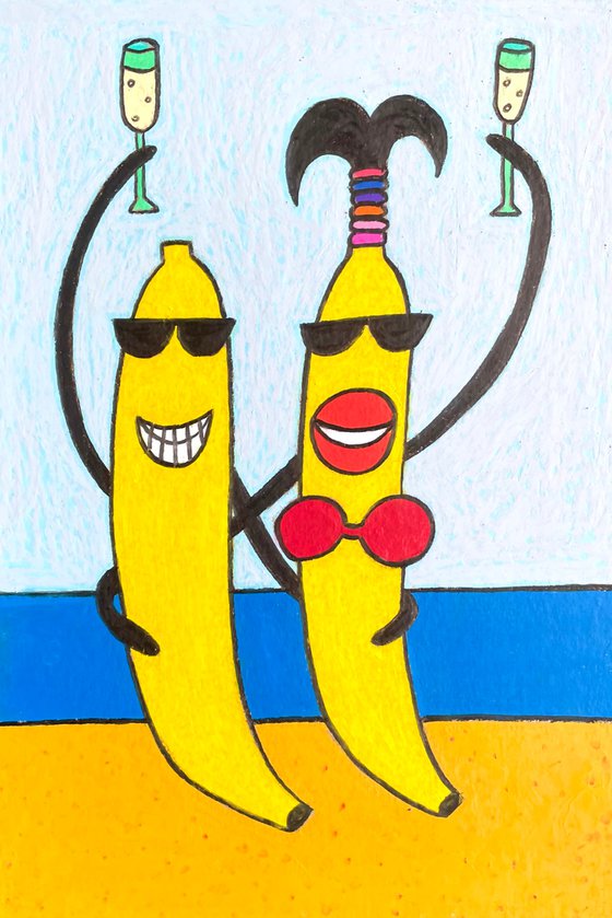 Bananas couple on the beach