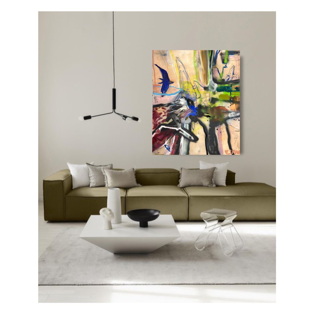 Abstract Painting By Maria Esmar, 39 X 47", We Remain, Original Artwork