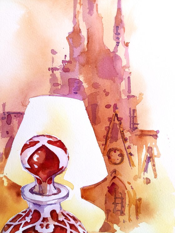 "Spicy smell of the evening" original watercolor artwork illustration