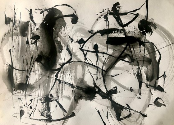 Black and white abstract painting. Untitled