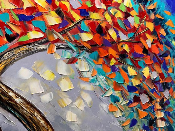 Thousand Shades of Passion Tree Oil Painting 120 x 60 cm