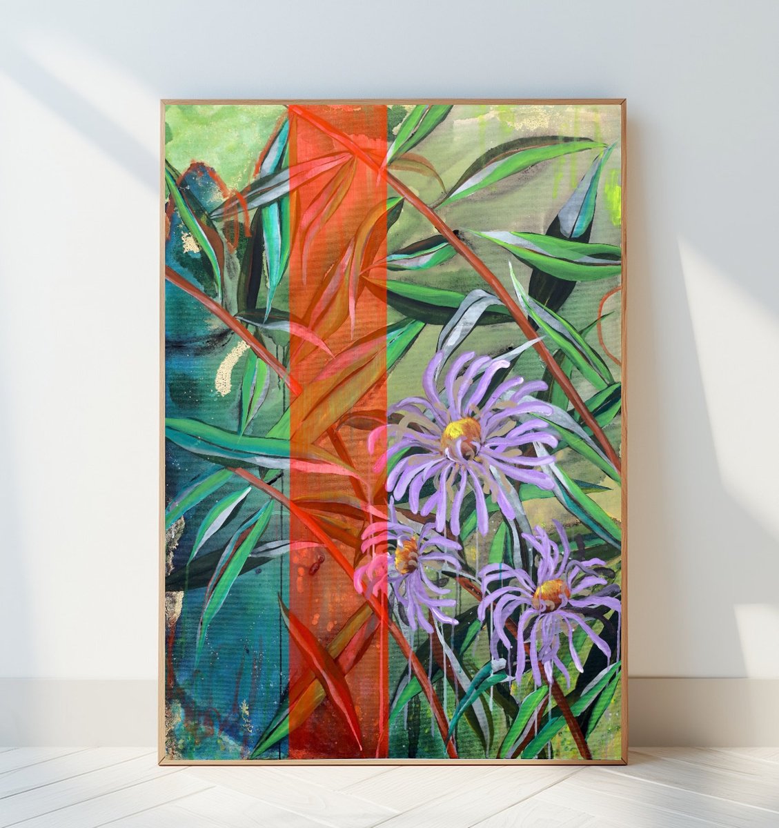 Impressionistic Botanical Acrylic Painting By Poovi Art, 36 X 48", When Nature Dreams, Original Artwork