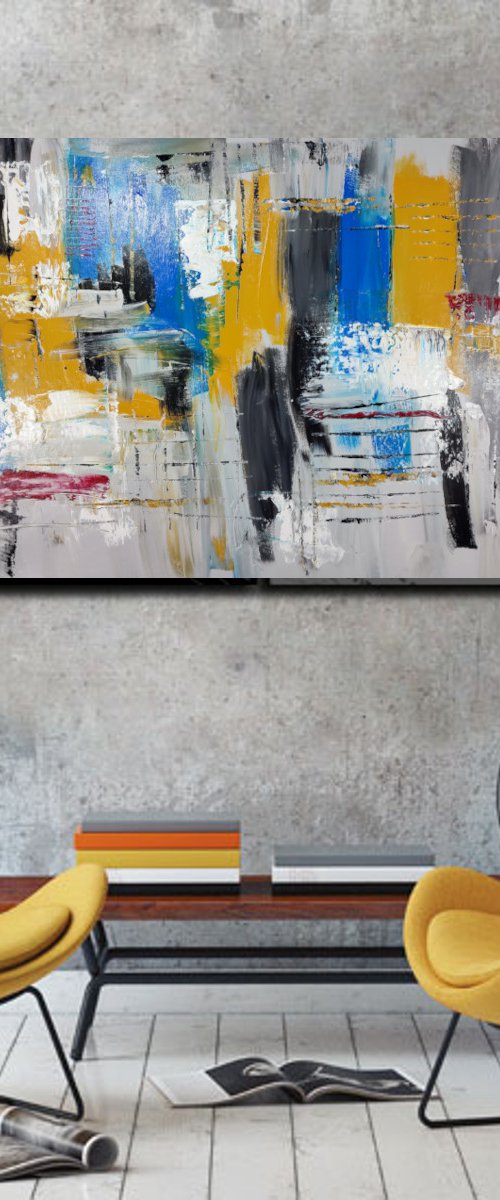 large paintings for living room/extra large painting/abstract Wall Art/original painting/painting on canvas 120x80-title-c697 by Sauro Bos