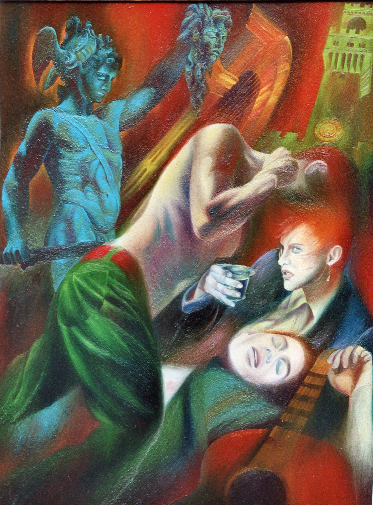 Expressive Portrait Oil Painting By Paola Imposimato, 39 X 53", The Return Of The Perseus, Original Artwork