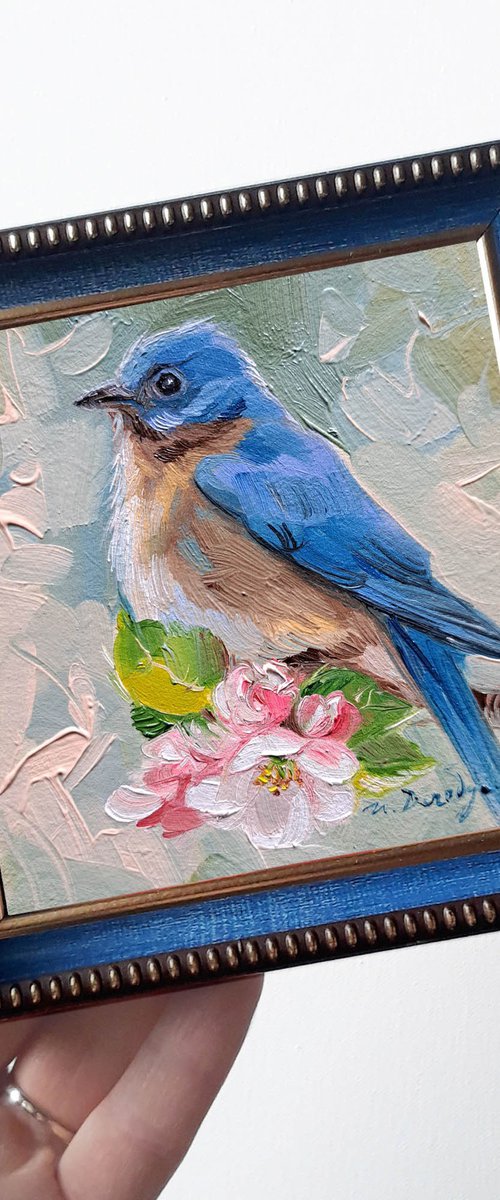 Bluebird painting by Nataly Derevyanko