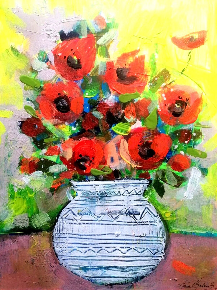 Poppies in a vase by Anna Maria