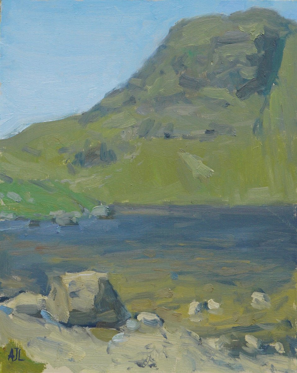 Impressionistic Landscape Oil Painting By Alex James Long, 9 X 12, Stickle Tarn Rocks, Original Artwork