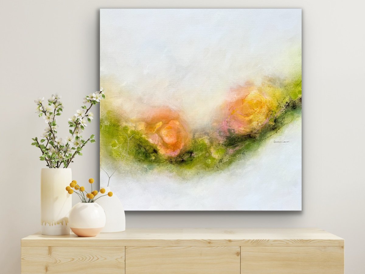 Abstract Landscape Acrylic Painting By Kirsten Schankweiler, 31 X 31", Blooming Dreams No. 3, Original Artwork