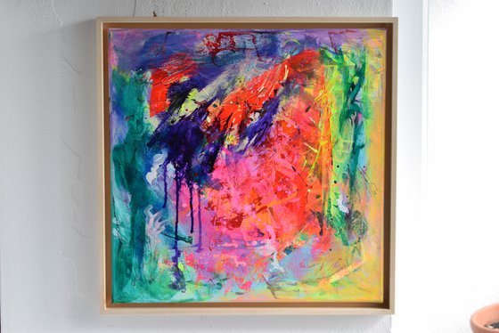 Merge / Small Framed Artwork / Green Red / 50x50