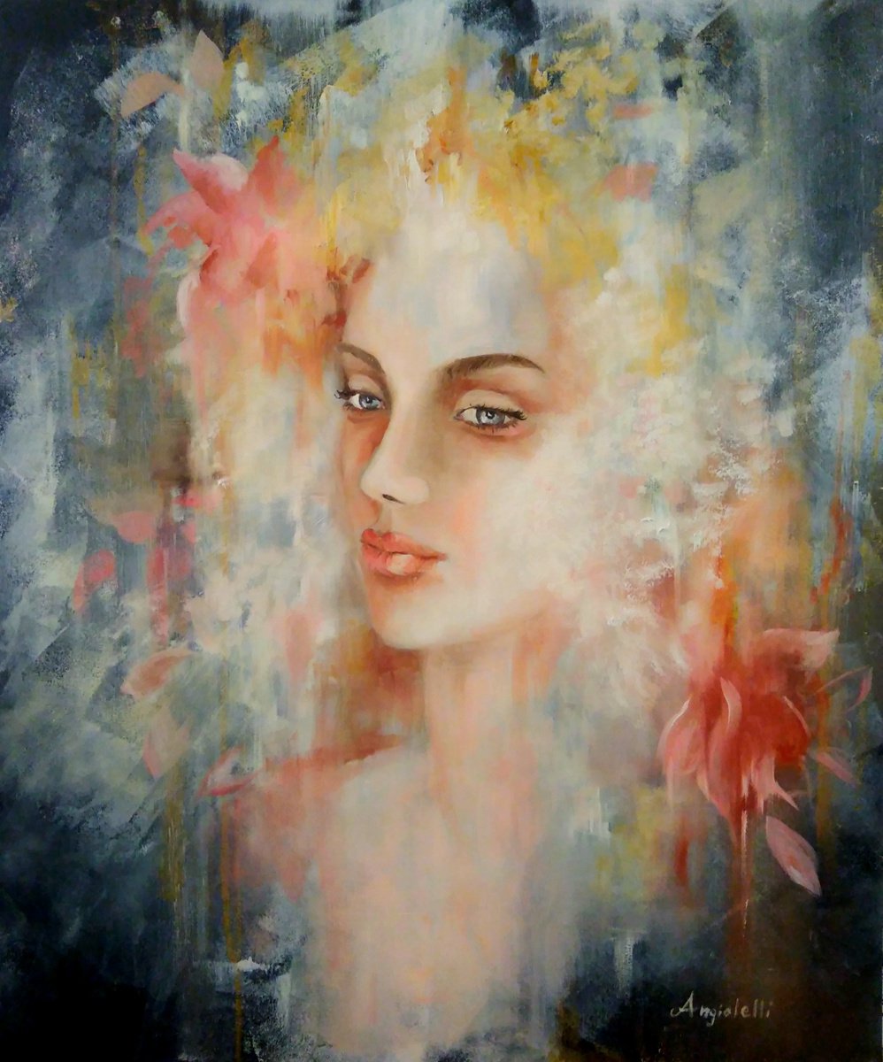 Evanescenza - woman portrait - original painting by Anna Rita Angiolelli