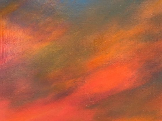 Almost Dusk...original painting oil on canvas cloudscape peaceful
