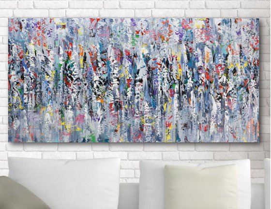 Colors of Joy - Large Abstract Painting, Original Knife Colorful Modern Wall Art