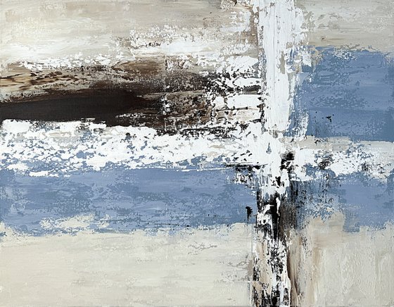 Structured Balance. beige blue grey