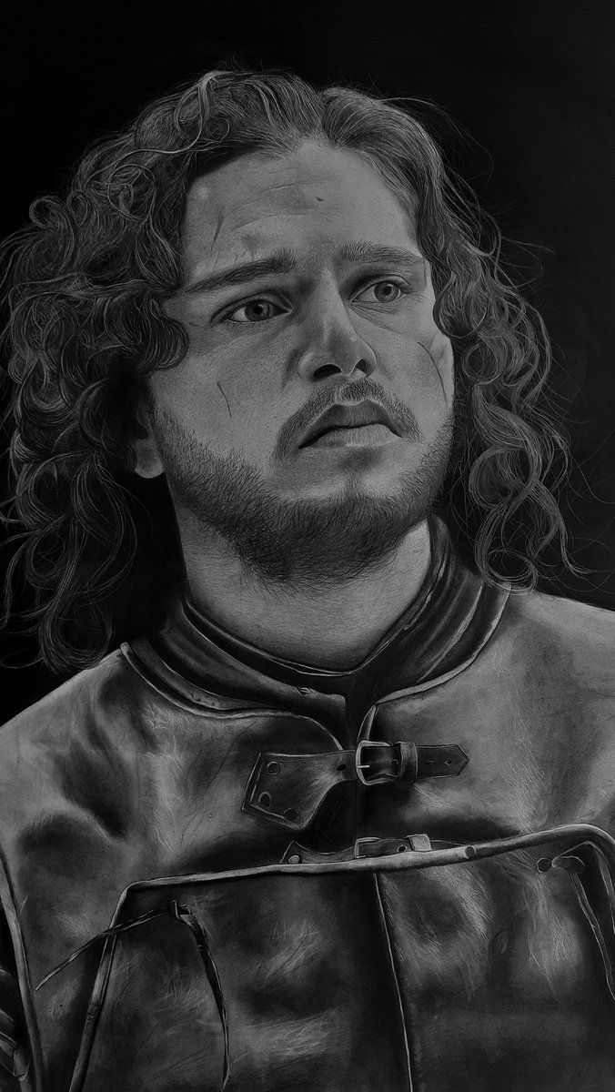 Photorealistic Portrait Charcoal Drawing By Kateryna Kostyk, 23 X 33", "Jon Snow", Original Artwork
