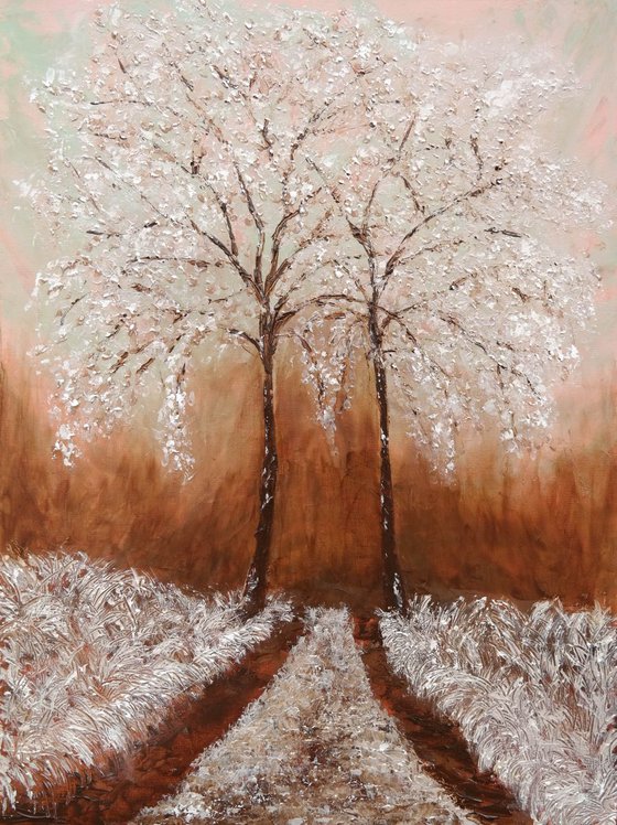 The First Frosty Morning - Winter PALETTE KNIFE Painting