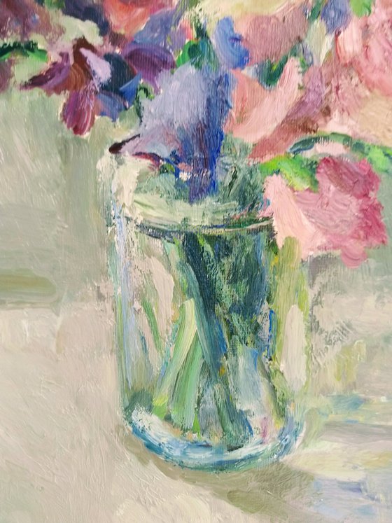 Sweet-peas. Original oil painting