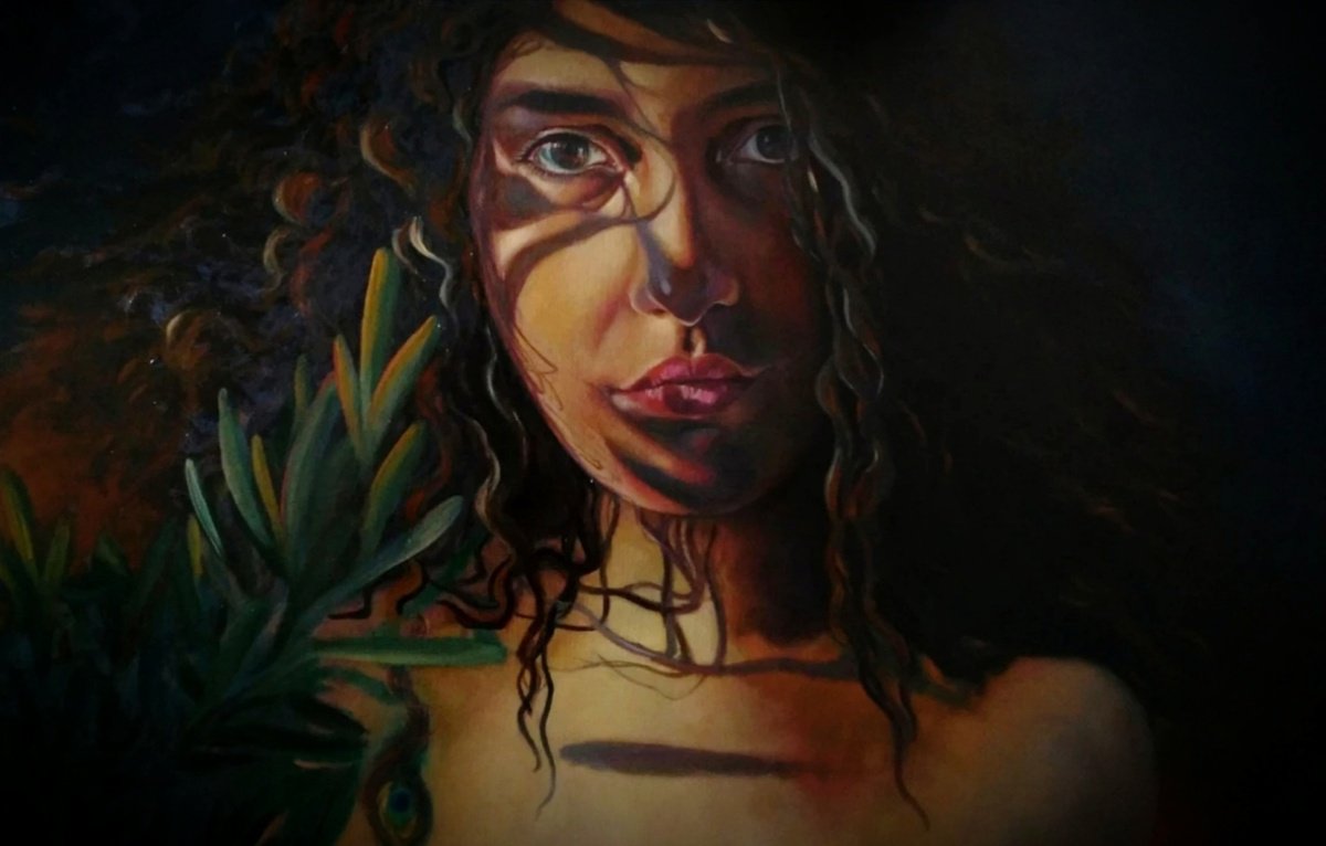 Expressive Portrait Oil Painting By Veronica Ciccarese, 49 X 31", Wild, Original Artwork